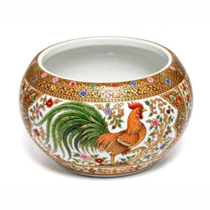 โถเซรามิกเบญจรงค์ ลายไก่